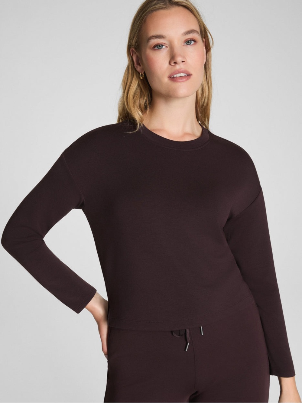 SPANX AirEssentials Relaxed Long Sleeve Top Truffle Brown